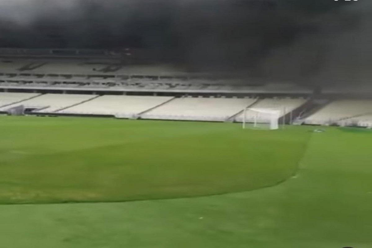 Incêndio atinge área interna da Arena Castelão, em Fortaleza; veja vídeos