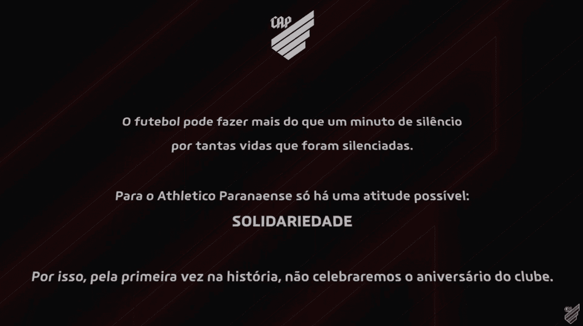 Athletico pede doações para atingidos pela Covid-19 e diz que não vai comemorar aniversário