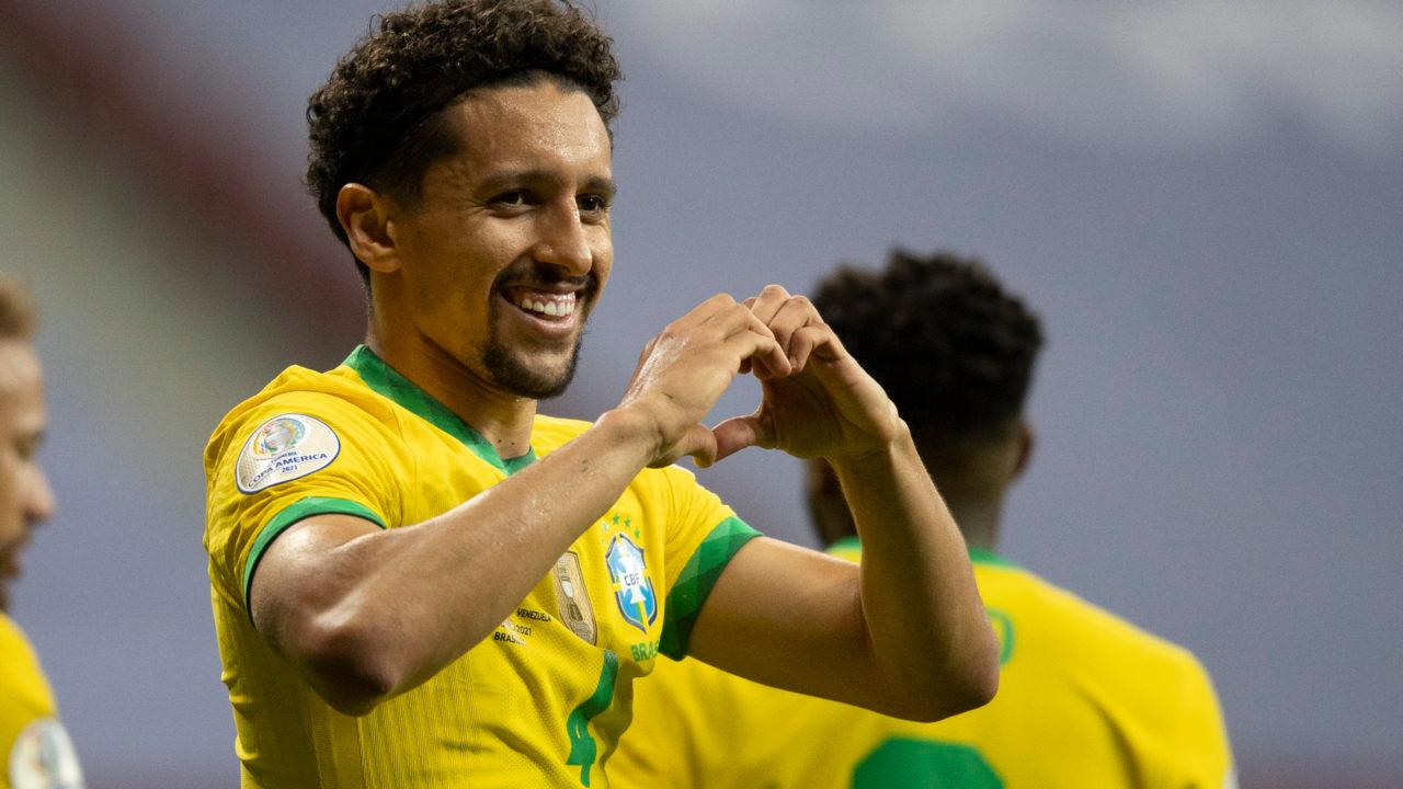 Marquinhos anotou seu terceiro gol com a camisa da seleção brasileira