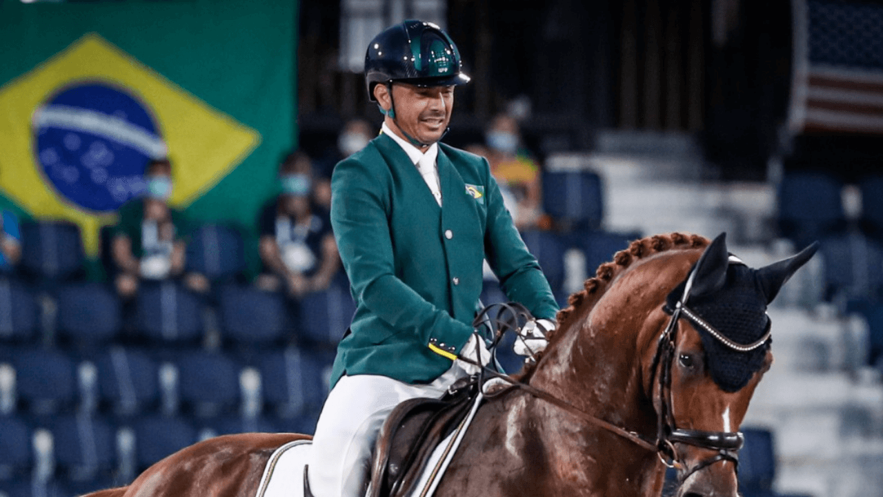 Ao som de Beyoncé, Rodolpho Riskalla leva prata no hipismo adestramento