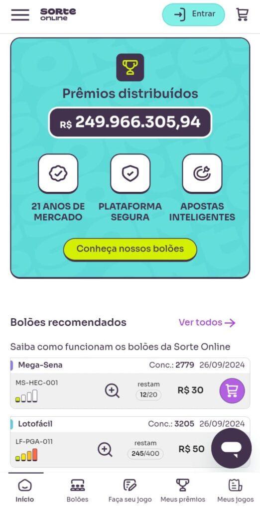 Prêmios Sorte Online