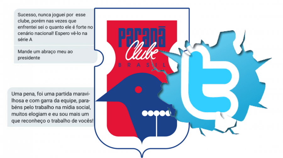 Mensagens de Zinho com o Paraná no Twitter.
