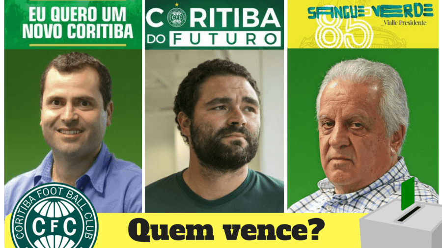 Pedro de Castro (Novo Coritiba), Samir Namur (Coritiba do Futuro) e João Carlos Vialle (Sangue Verde): candidatos à presidência na eleição do Coritiba.
