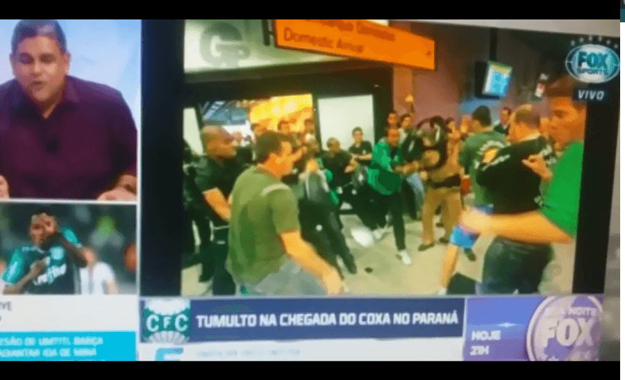 Briga no aeroporto do Coritiba vira ‘barrigada’ da Fox Sports; veja vídeo
