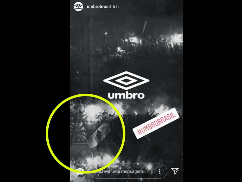 Imagem da conta da Umbro no Instagram, com destaque feito pelo blog às bandeiras do Coritiba e do estado do Paraná.