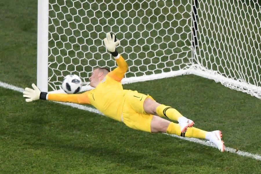 Copa do Mundo 2018: Jordan Pickford, goleiro da Inglaterra, em ação contra a Tunísia. Foto: AFP