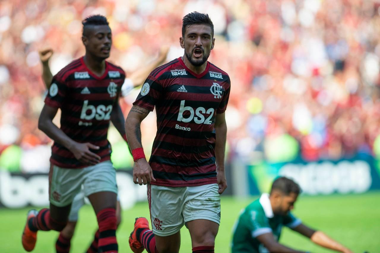 Arrascaeta fez três gols contra o Goiás. FOTO: CELSO PUPO/FOTOARENA/ESTADÃO CONTEÚDO