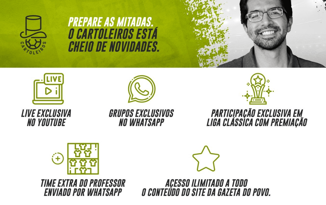 Pacote Cartoleiros Premium, da Gazeta do Povo, vai te tornar um campeão no Cartola FC.