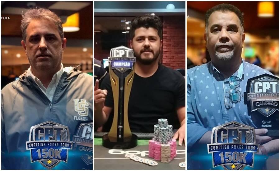 Alvaro, Wesley e Robson. Três campeões com o fim do Curitiba Poker Tour em 2019.