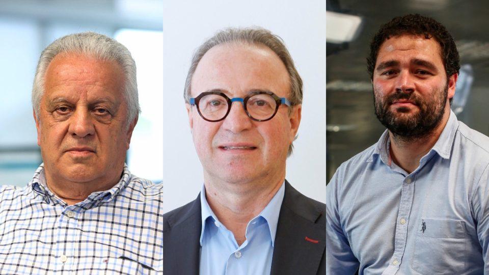 João Carlos Vialle, Renato Follador e Samir Namur, os três candidatos à presidência da eleição no Coritiba.