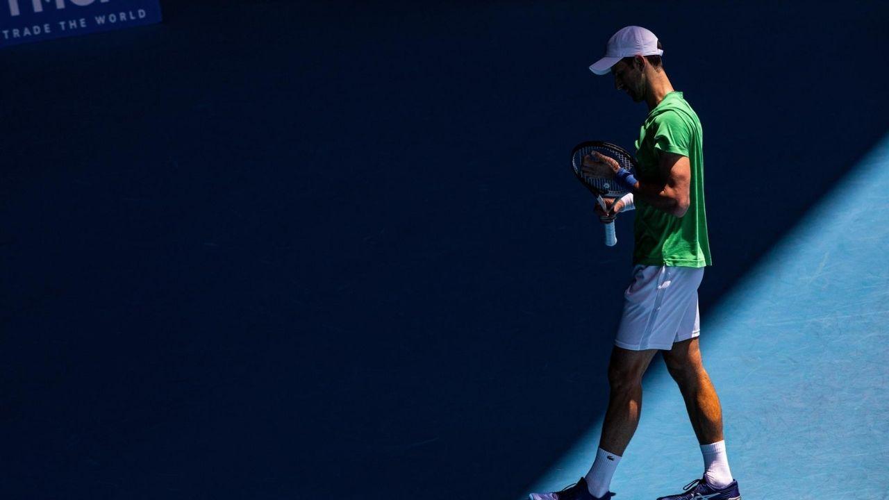 Djokovic durante treino na Austrália