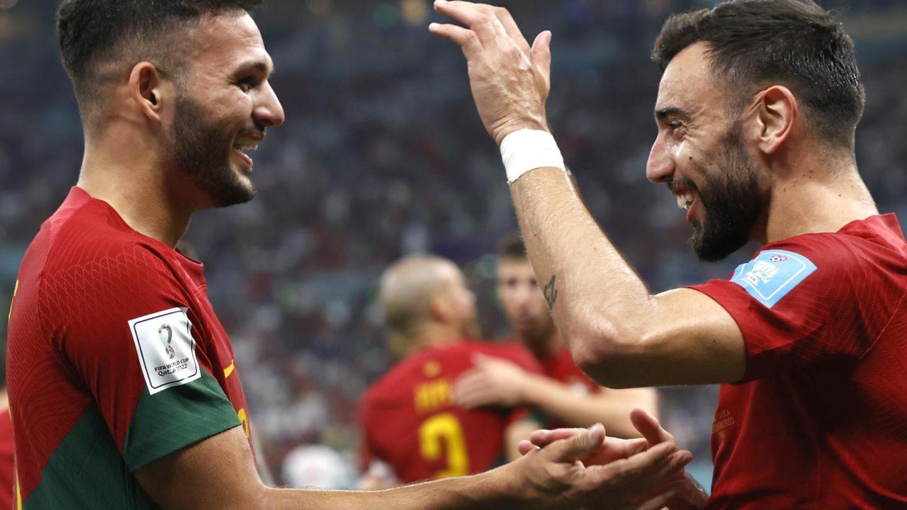 Gonçalo Ramos comemora gol de Portugal contra a Suíça