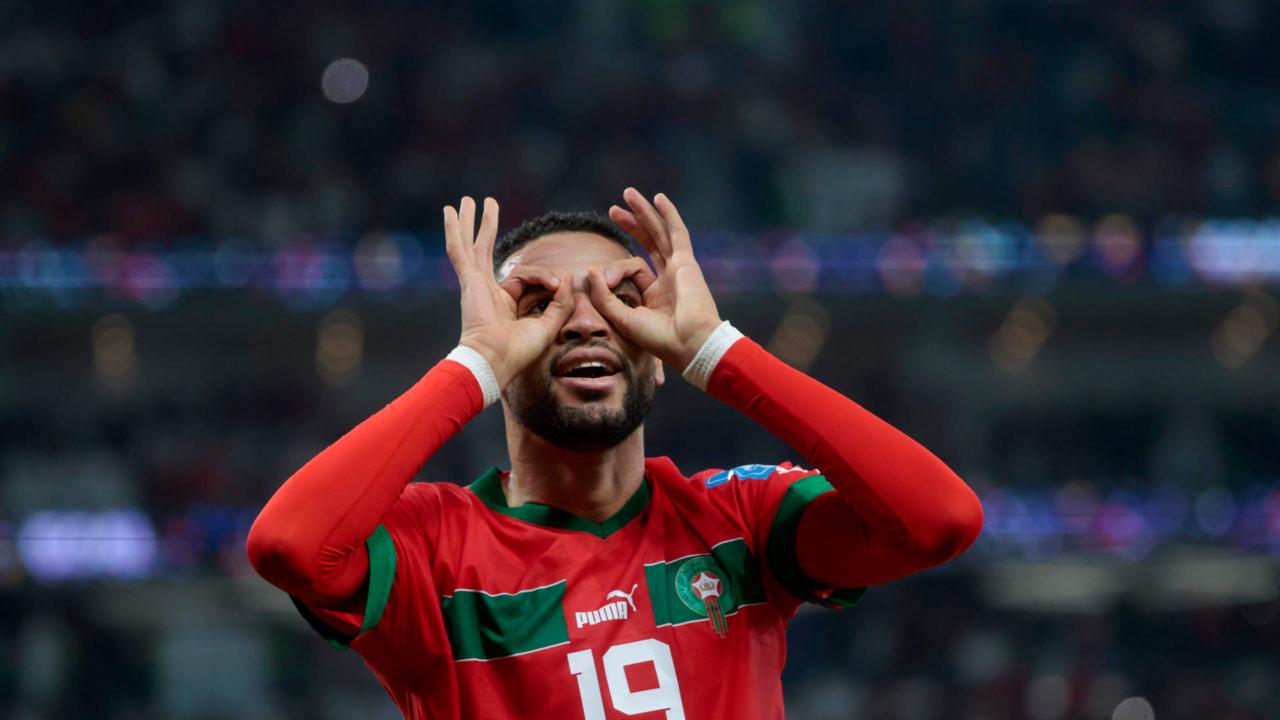 Youssef En-Nesyri comemora gol do Marrocos