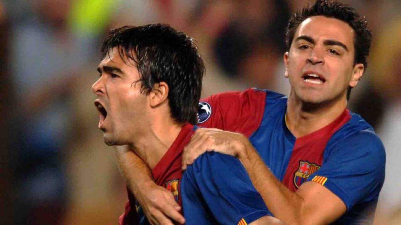 Deco e Xavi quando jogavam no Barcelona