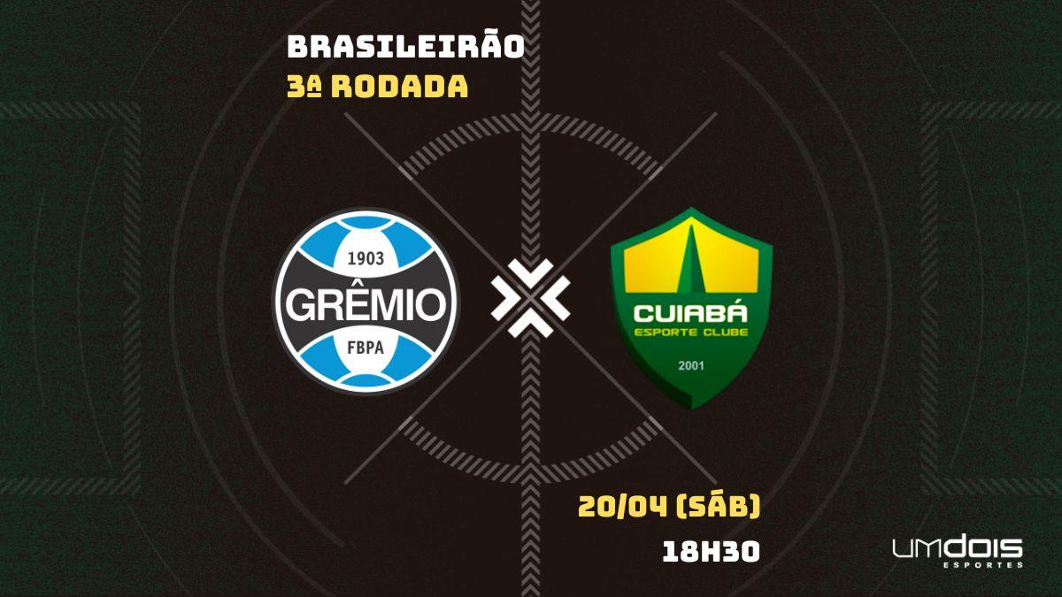 Grêmio x Cuiabá: escalações prováveis, como assistir, data e horário