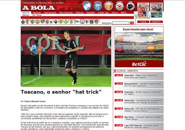 Toscano causa uma boa primeira impressão em Portugal
