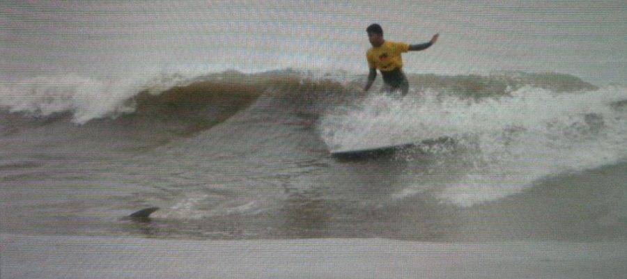 Fotos mostram “tubarão” cercando surfista em Matinhos