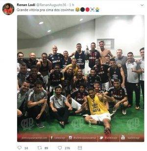 “Grande vitória pra cima dos coxinhas”, provoca lateral do Atlético