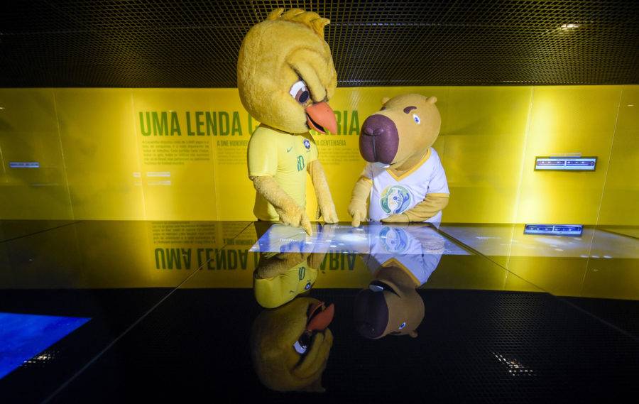 Canarinho Pistola e Capivara se encontram para divulgar Copa América