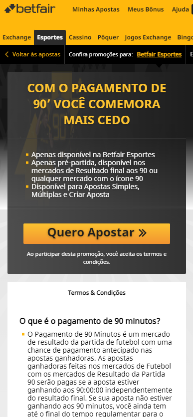 Pagamento Antecipado da Betfair
