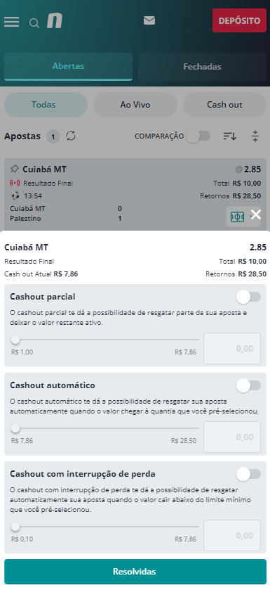 Cash Out da Novibet