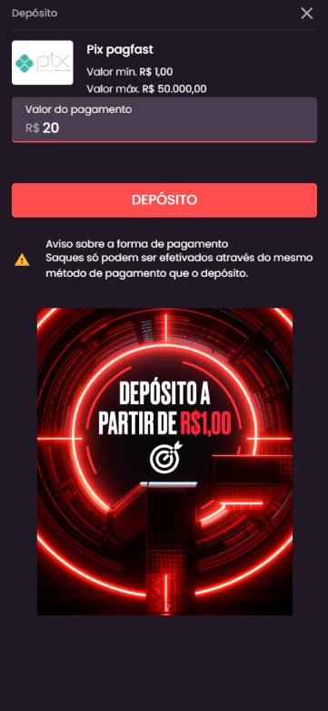 Página de depósito da Onabet