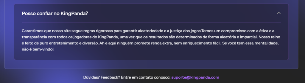 Explicação para confiar na KingPanda