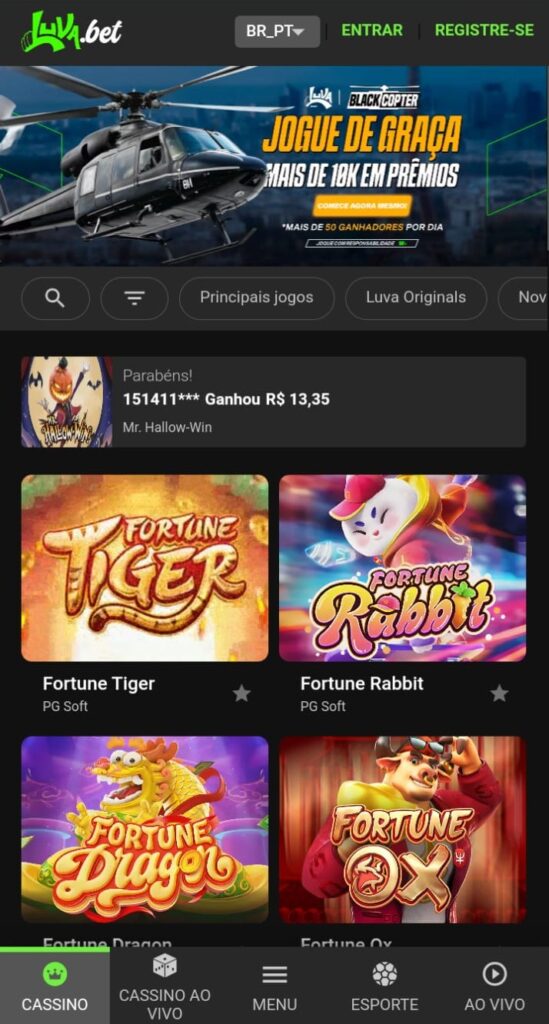 Captura de tela do site da Luvabet