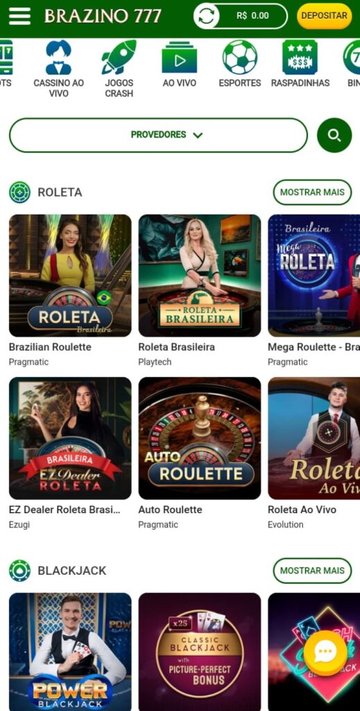 Cassino ao vivo Brazino777