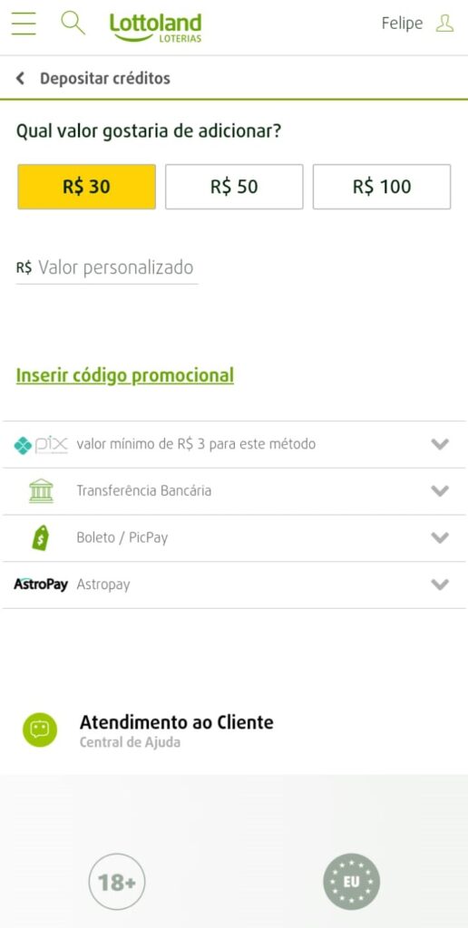 Métodos de pagamento na Lottoland