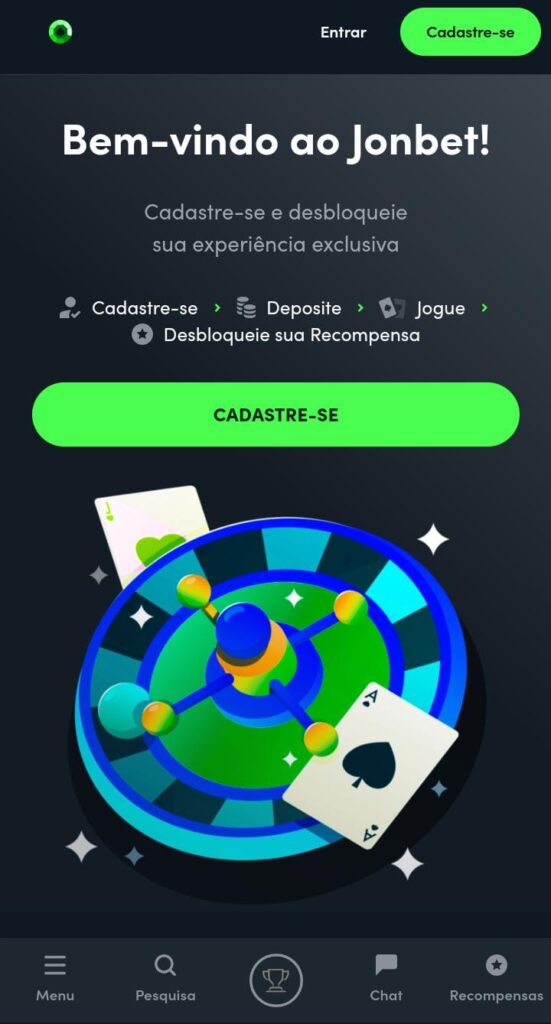 Tela de cadastro da Jonbet