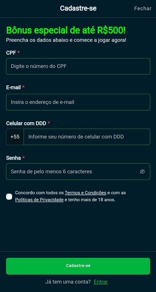 SeuBet Registro