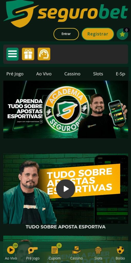 Tela Inicial da Segurobet