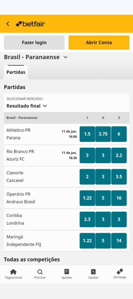 Betfair - Campeonato Paranaense