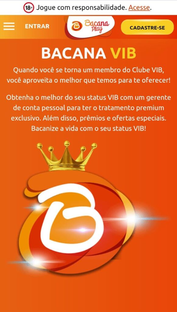 Captura de tela da Bacana Play explicando os benefícios do Bacana Vib