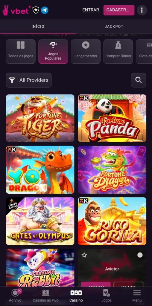 Jogos de cassino na Vbet