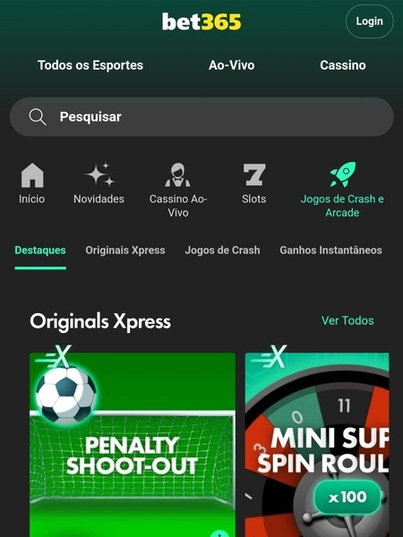Seleção de jogos de aposta da Bet365