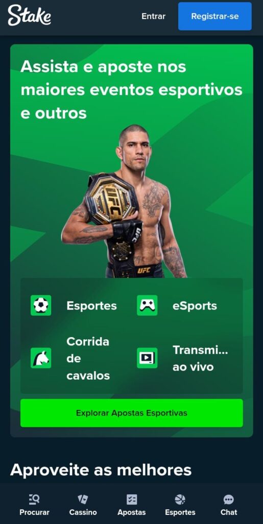 Captura de tela da Pagina inicial da Stake