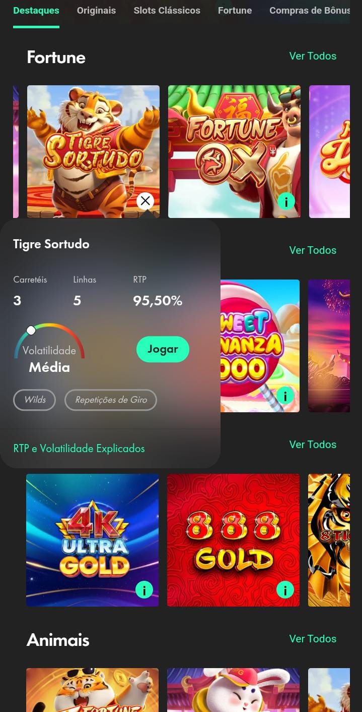 Informações sobre o slot Tigre Sortudo na página da Bet365