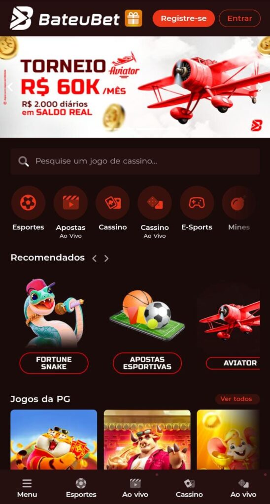 Página de cassino da Bateubet