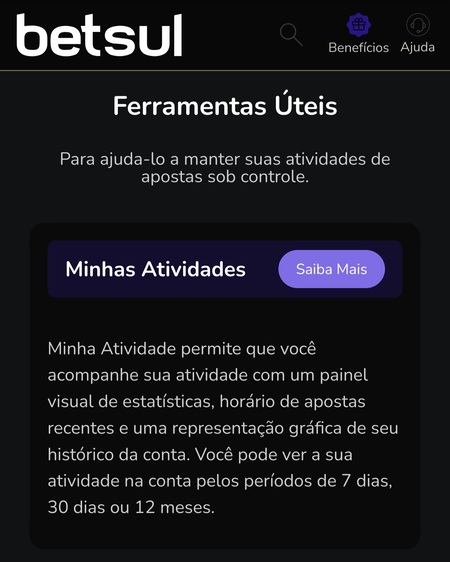 Ferramentas de jogo responsável na Betsul