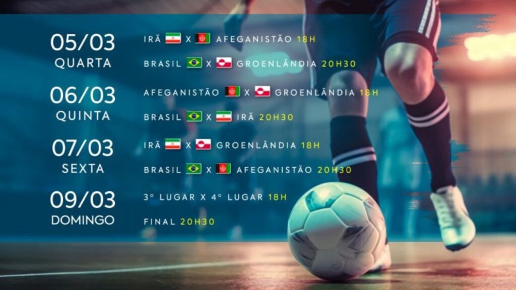 Programação dos jogos da Copa Internacional. Arte/Prefeitura de São José dos Pinhais.