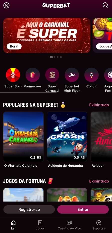 Pagina inicial da Superbet