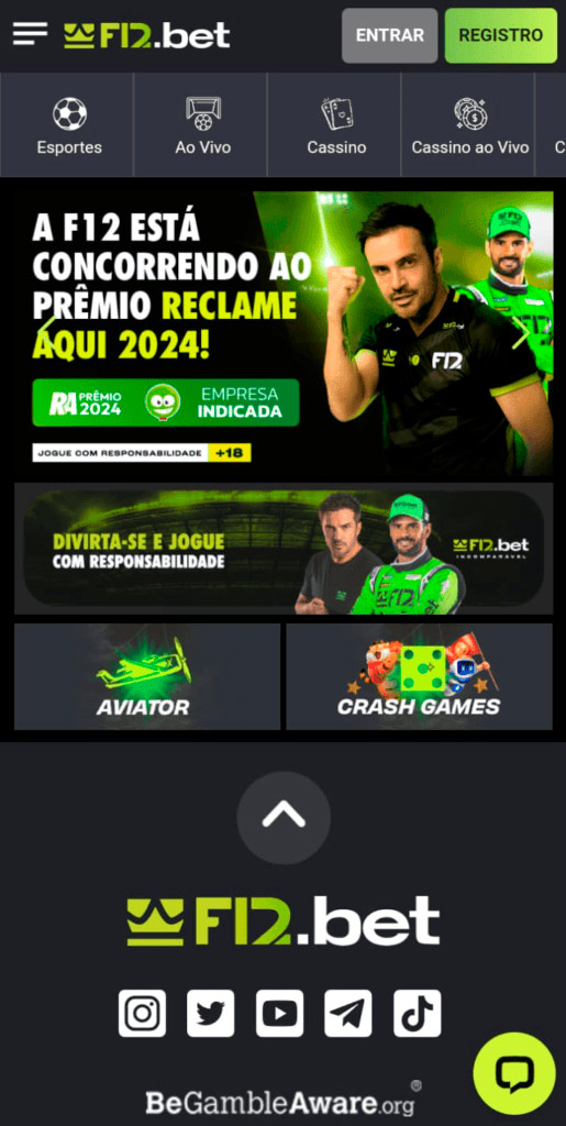 Captura da tela principal da F12.bet