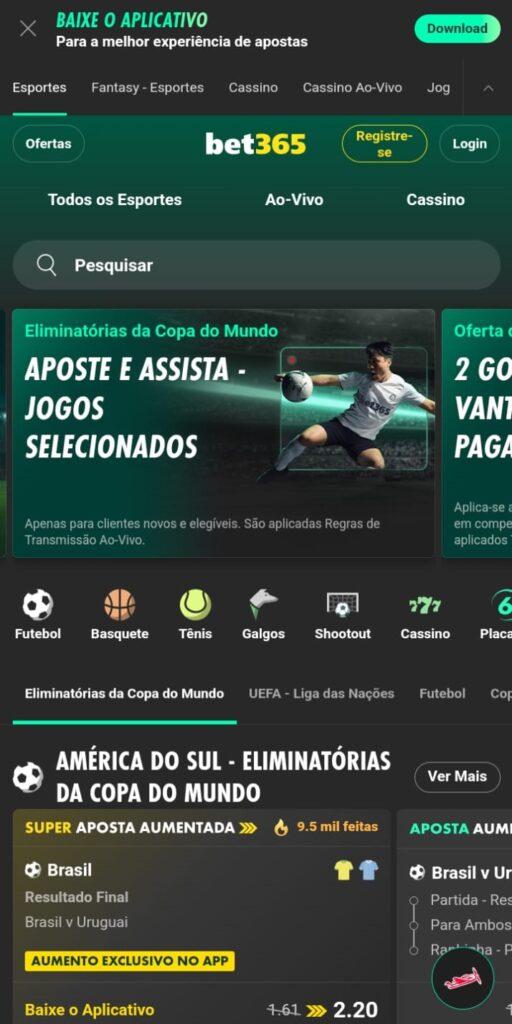 Página inicial da Bet365