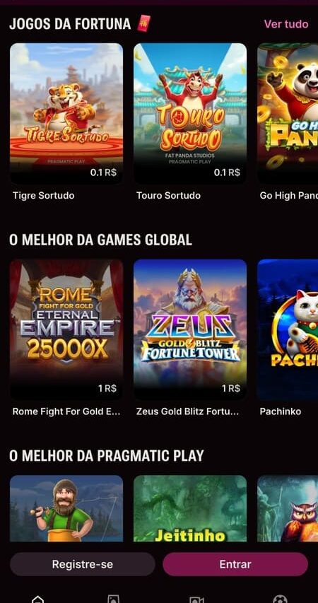 Tela inicial da Superbet com Tigre Sortudo