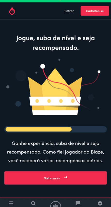 Captura de tela da Blaze com diga para receber recompensas diárias