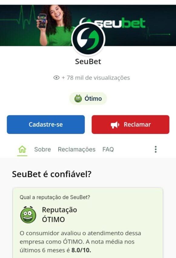 Página do Reclame aqui do site Seubet