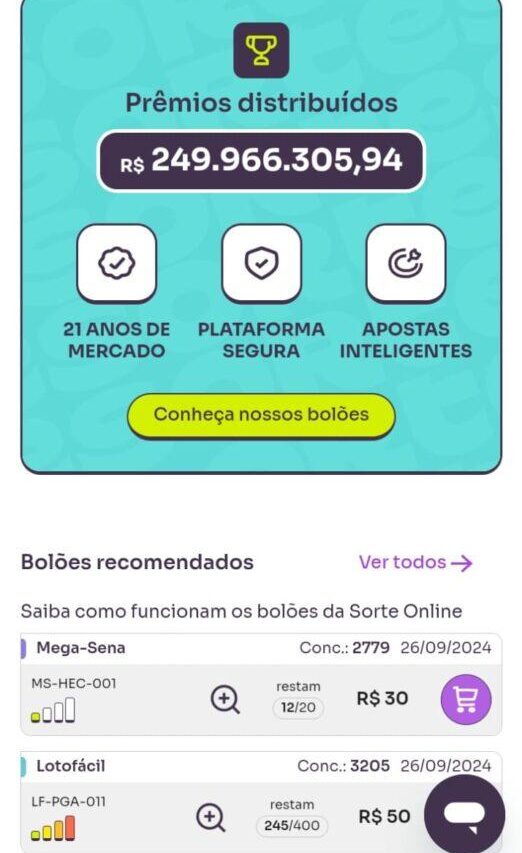 Prêmios Sorte Online