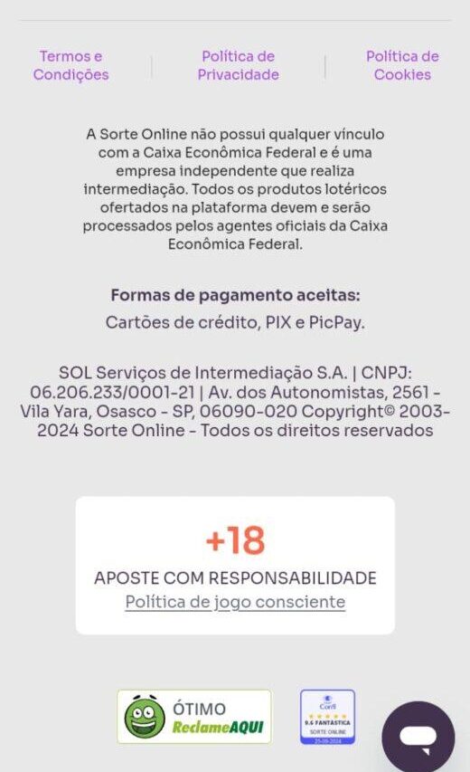Jogo Responsável Sorte Online